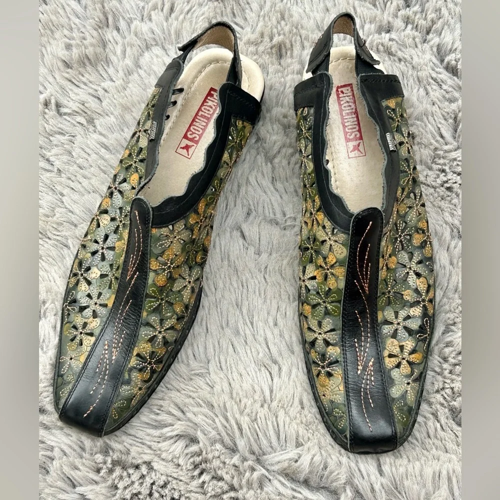 PIKOLINOS Romana Slingback - Floral Laser Cut Leather - Made in Italy EU 41 - Picture 1 of 9